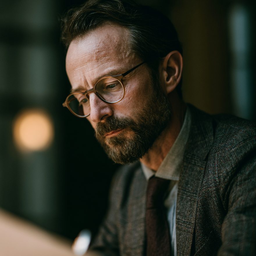 Un dirigeant concentré à son poste de travail